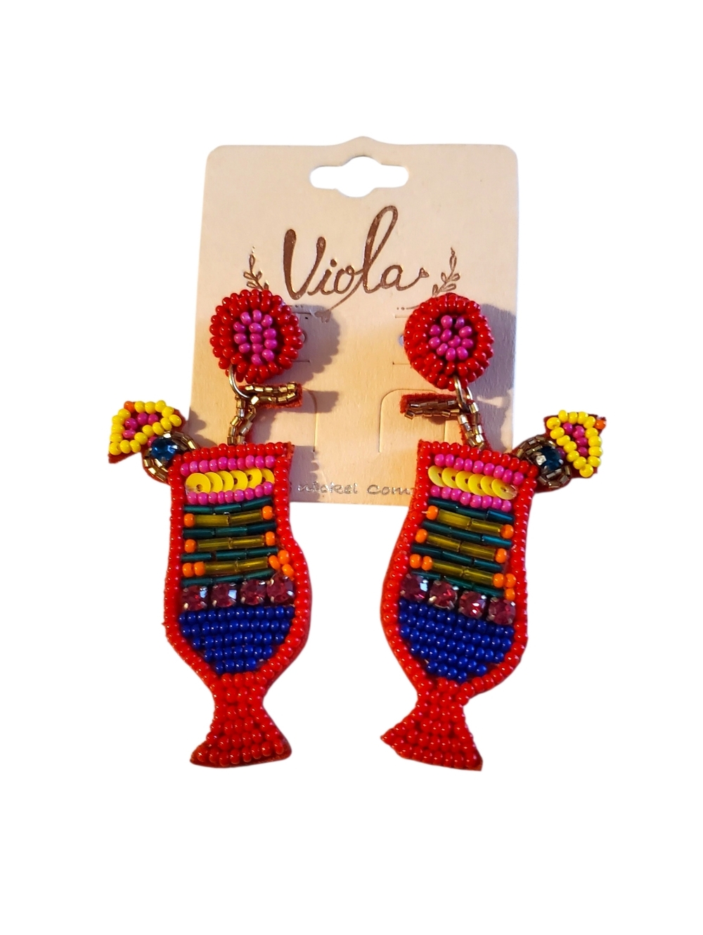 Viola Beaded Tropical Cocktail Drink Statement Earrings